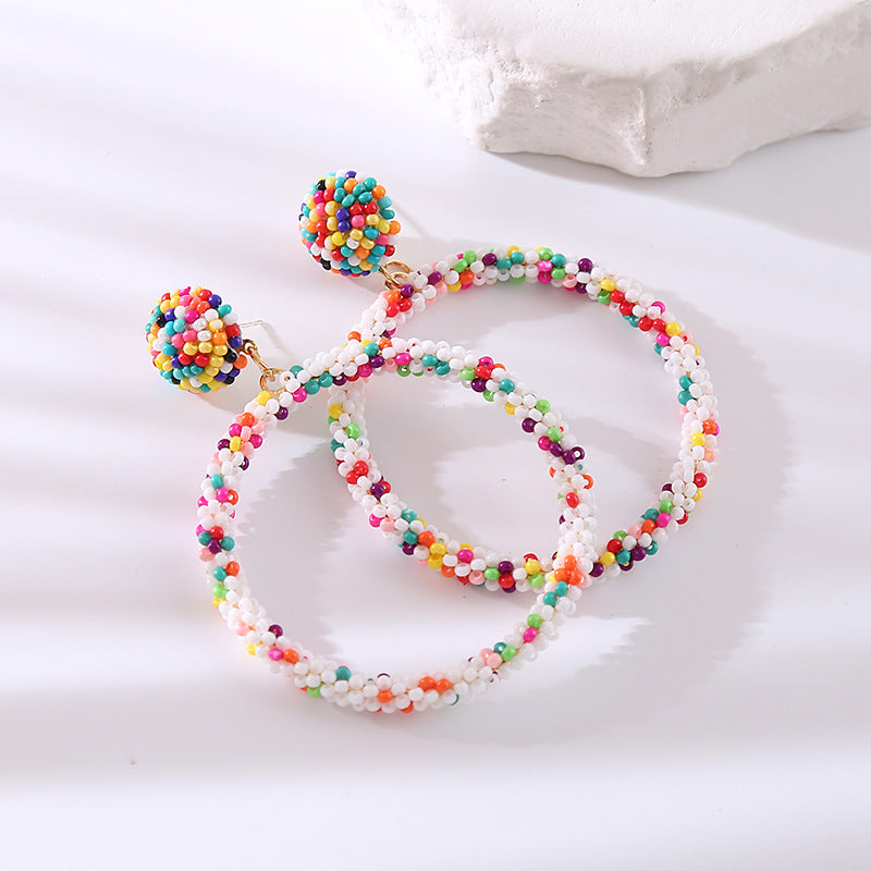 Wholesale Temperament Beaded Wrapped Versatile Personality Small Fresh Earrings